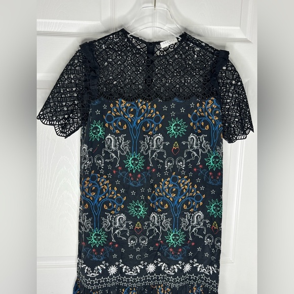 SANDRO Paris Royal Lions Gouet Embriodered Lace Mini Dress - Picture 11 of 14